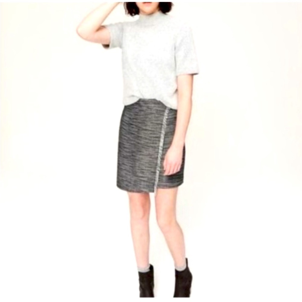 Ann Taylor LOFT Fringe Faux Wrap Pencil Skirt 6